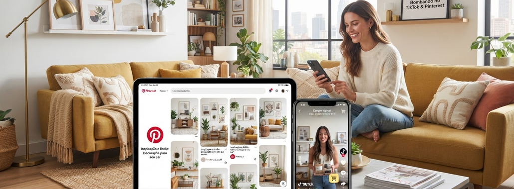 TikTok e Pinterest Ditando Moda em Compras Residenciais