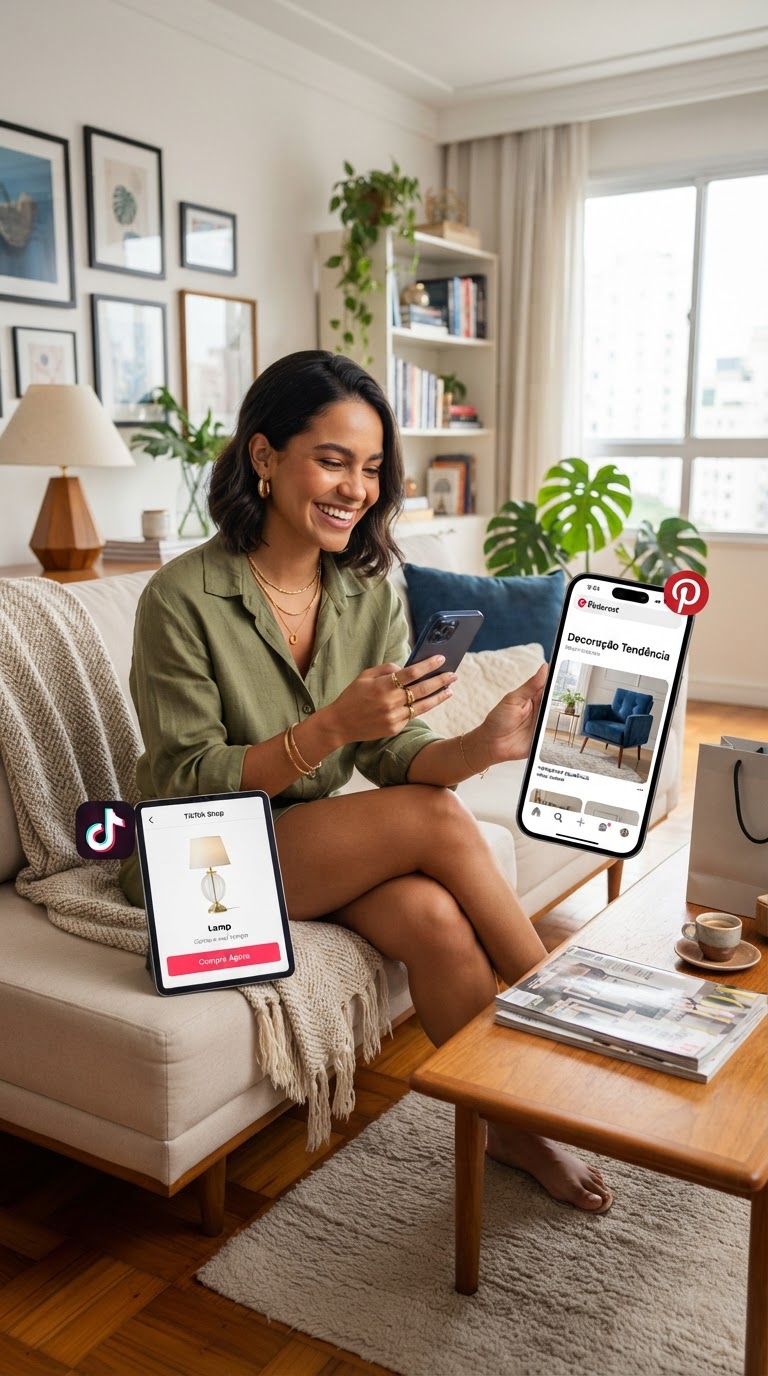 TikTok e Pinterest Ditando Moda em Compras Residenciais